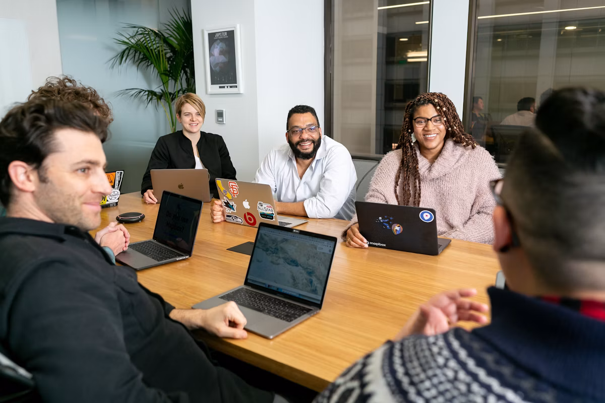 Team reviewing business systems in a strategy session